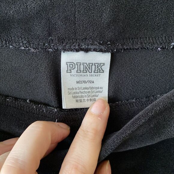PINK VS VICTORIA'S SECRET Gym Pant Black‎ Stripe Logo Sweatpants Sweats M - Picture 6 of 11